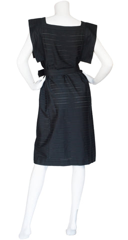 1980s Space Age Style Black Cotton Dress