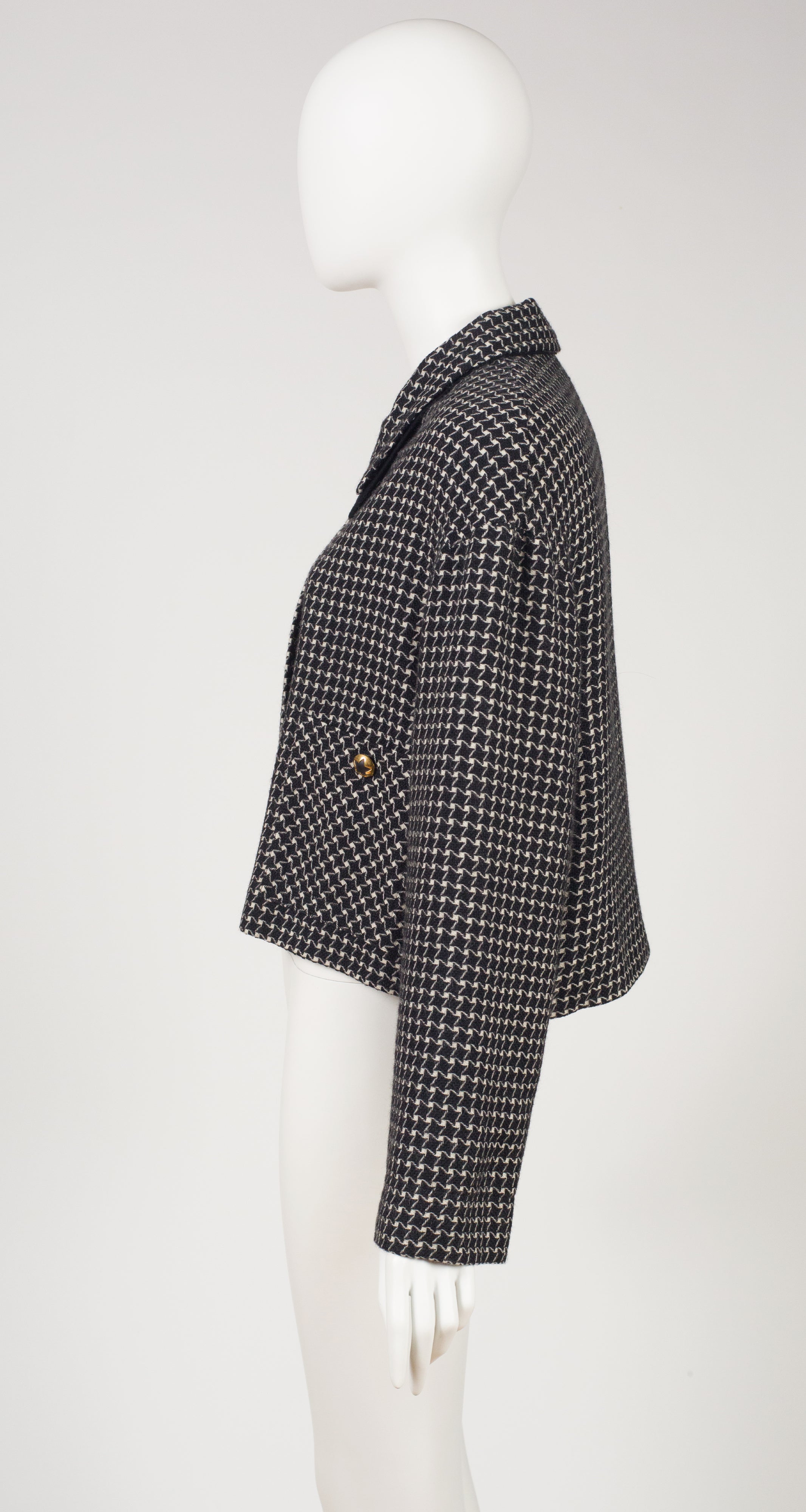 1980s Houndstooth Wool Box Cut Jacket