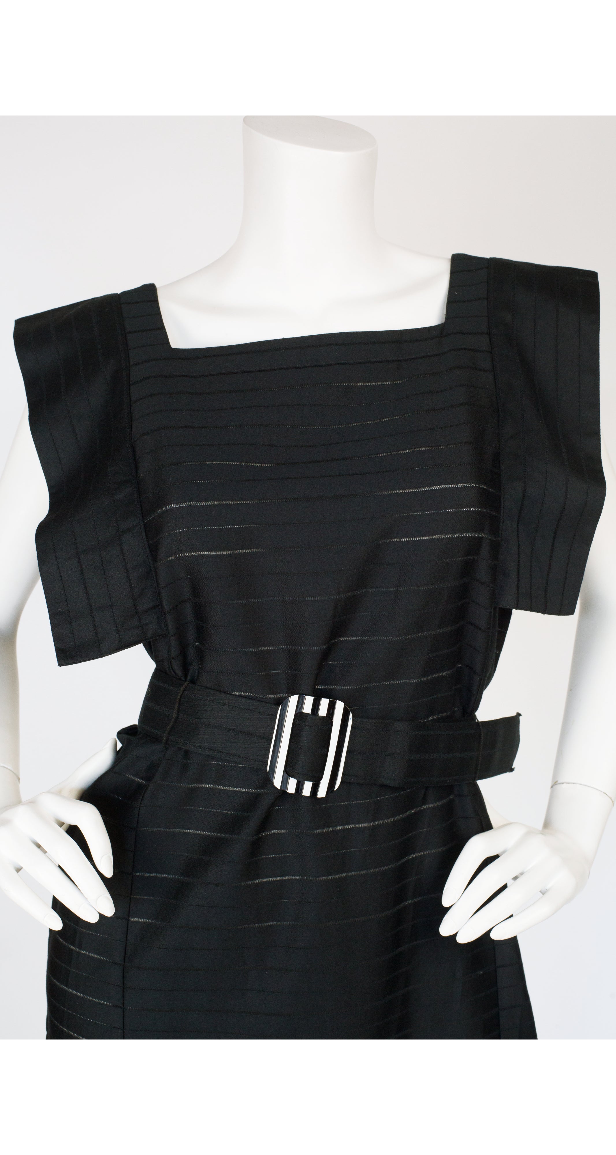1980s Space Age Style Black Cotton Dress