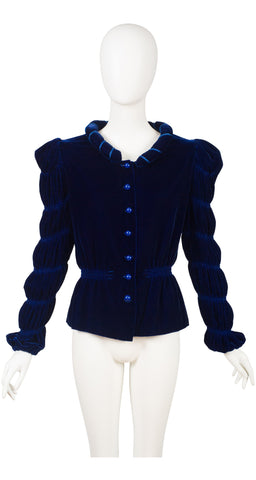 1980s Renaissance-Style Navy Velvet Jacket