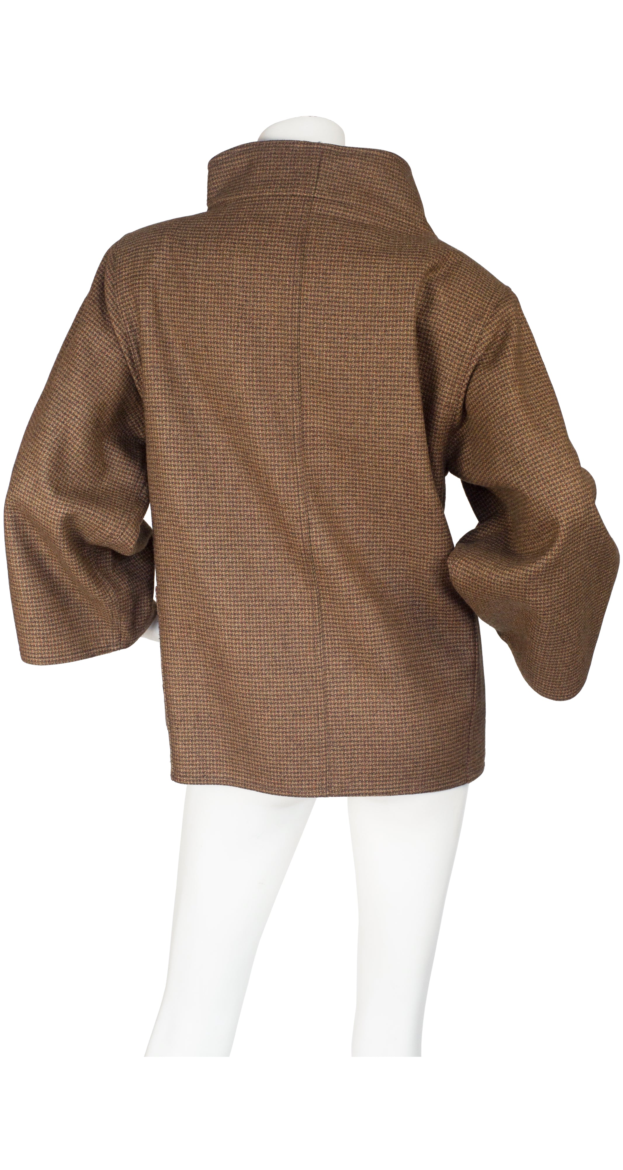 1980s Sculptural Brown Tweed Wool Jacket