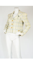 1990s Pastel Cotton Tweed Collared Jacket