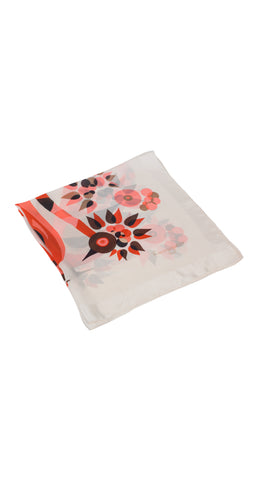 1960s Psychedelic Birds White Silk Chiffon Scarf