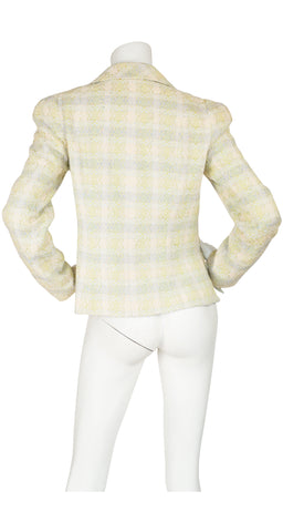 1990s Pastel Cotton Tweed Collared Jacket