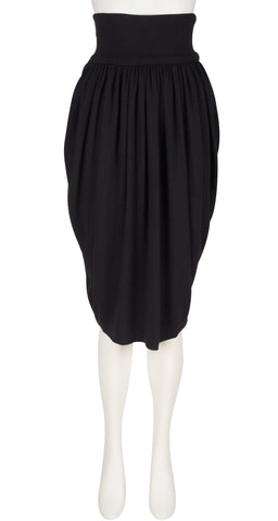 1980s Black Jersey High-Waisted Tulip Skirt