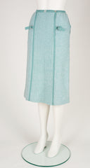 1970s Logo Blue Wool & Knit Skirt
