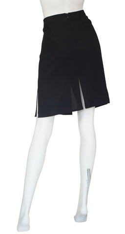 1990s Black Wool Slit High-Waisted Skirt