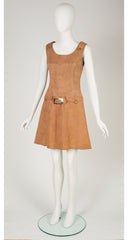 1960s Mod Tan Suede Shift Dress