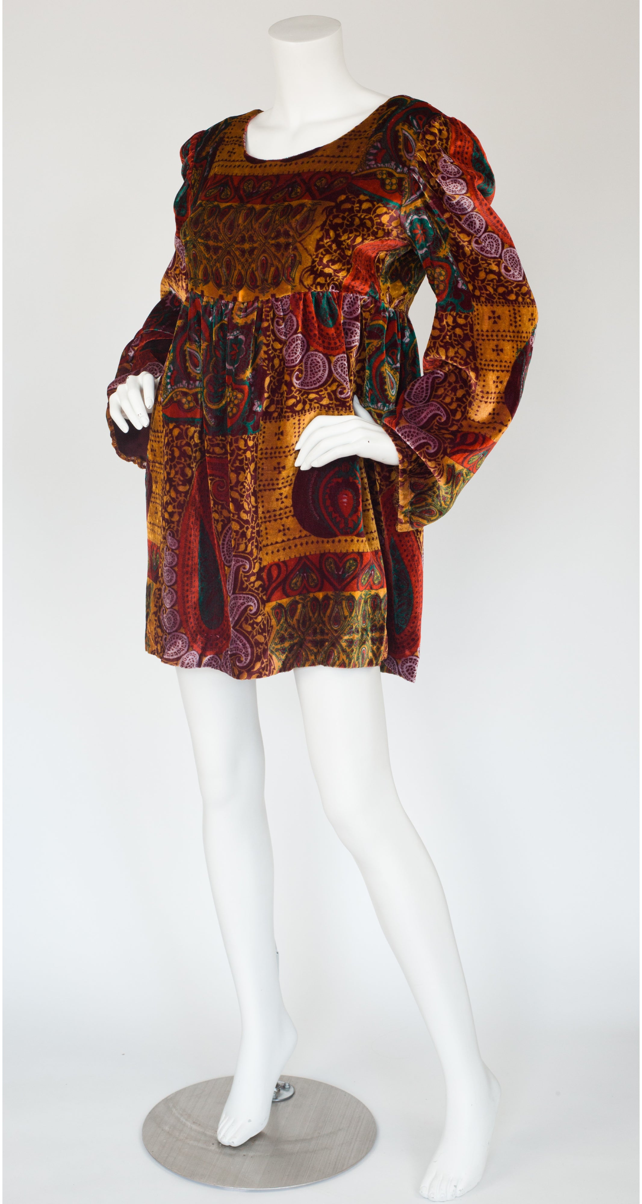 1960s Indian Rayon Velvet Mini Dress