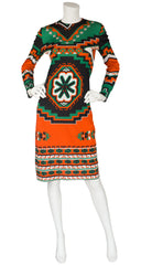 1970s Italian Psychedelic Print Jersey Dress