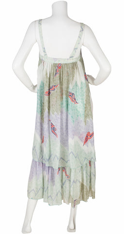1980s Gradient Viscose Voile Tiered Sundress