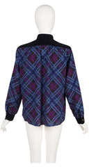 1985-86 F/W Plaid Wool Challis Velvet Trim Blouse