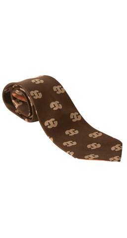 1970s GG Logo Print Brown Silk Tie