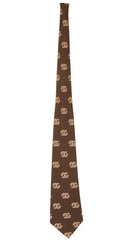 1970s GG Logo Print Brown Silk Tie