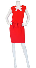 1990s Red Crêpe Bow Cocktail Dress