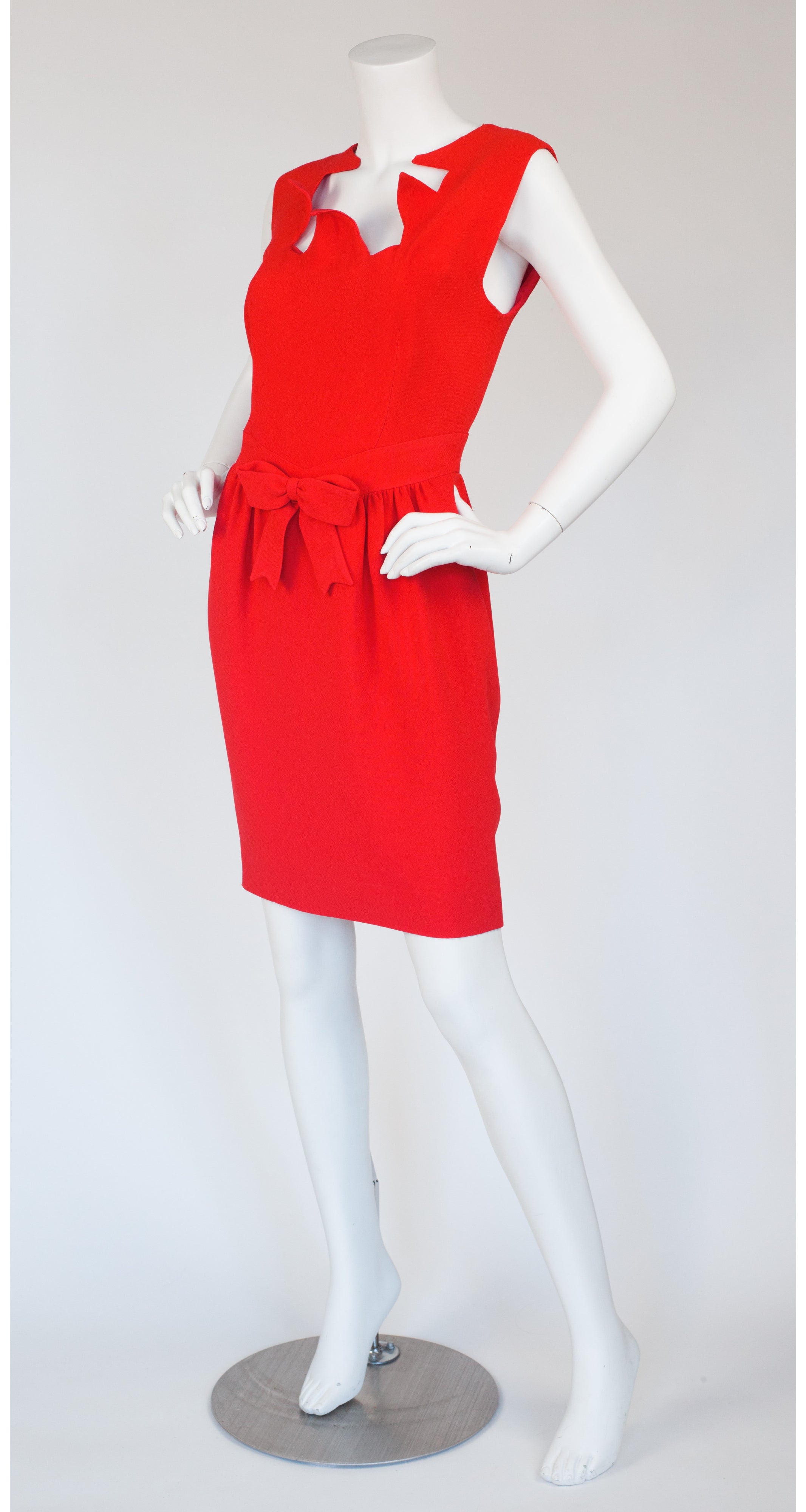 1990s Red Crêpe Bow Cocktail Dress