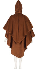 1980s Brown Corduroy Tiered Hooded Cape