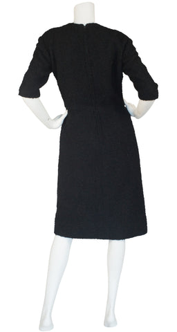 1960s Demi-Couture Black Bouclé Wool Dress