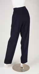 1980s Navy Blue Angora Wool High-Waisted Trousers