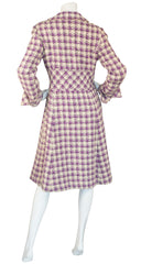 1960s Purple & Cream Houndstooth Wool Coat