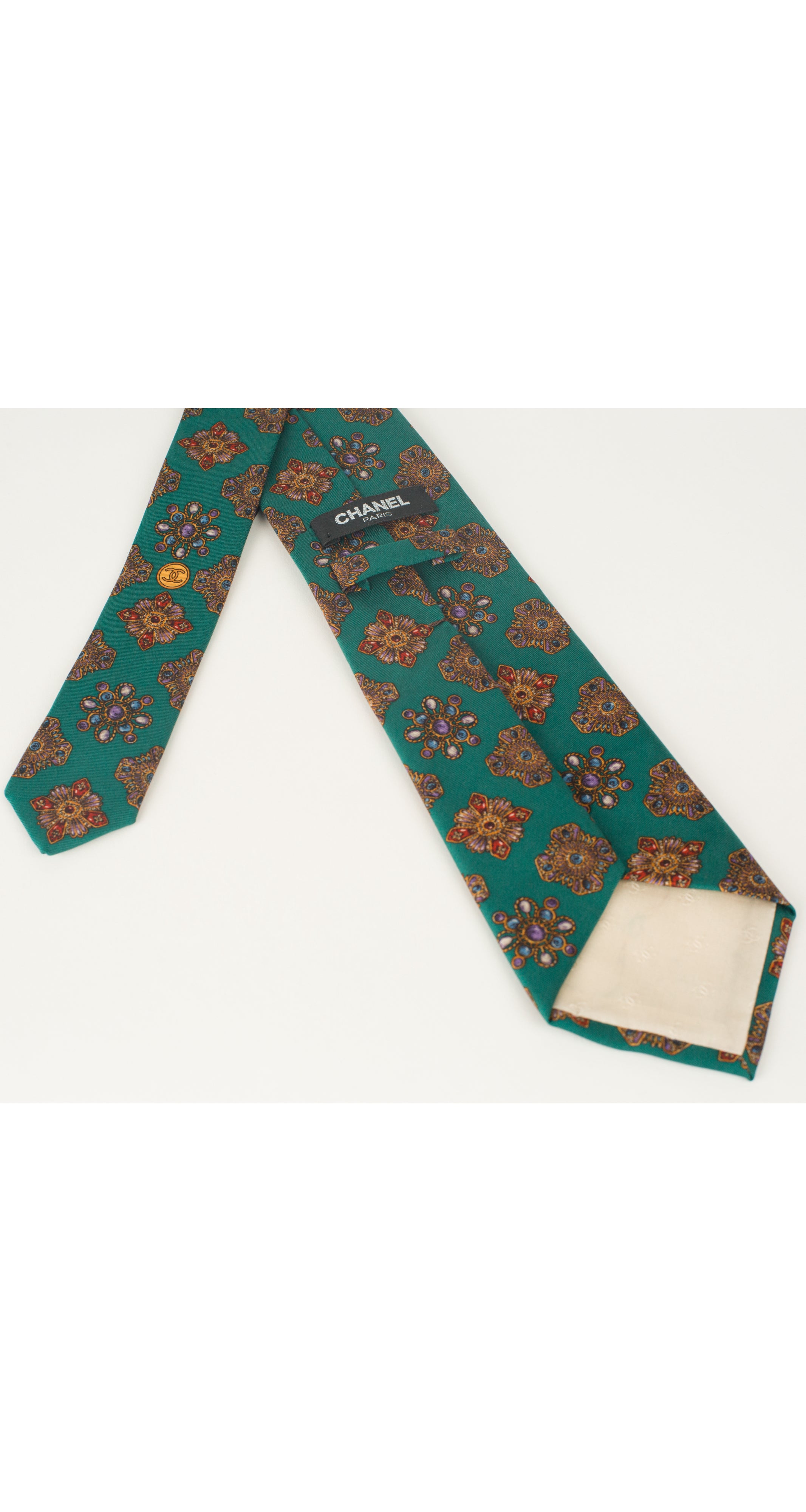 1980s Gripoix Jewel Print Silk Men's Necktie