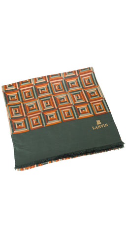 1970s Men's Geometric & Monogram Double-Faced Silk Scarf