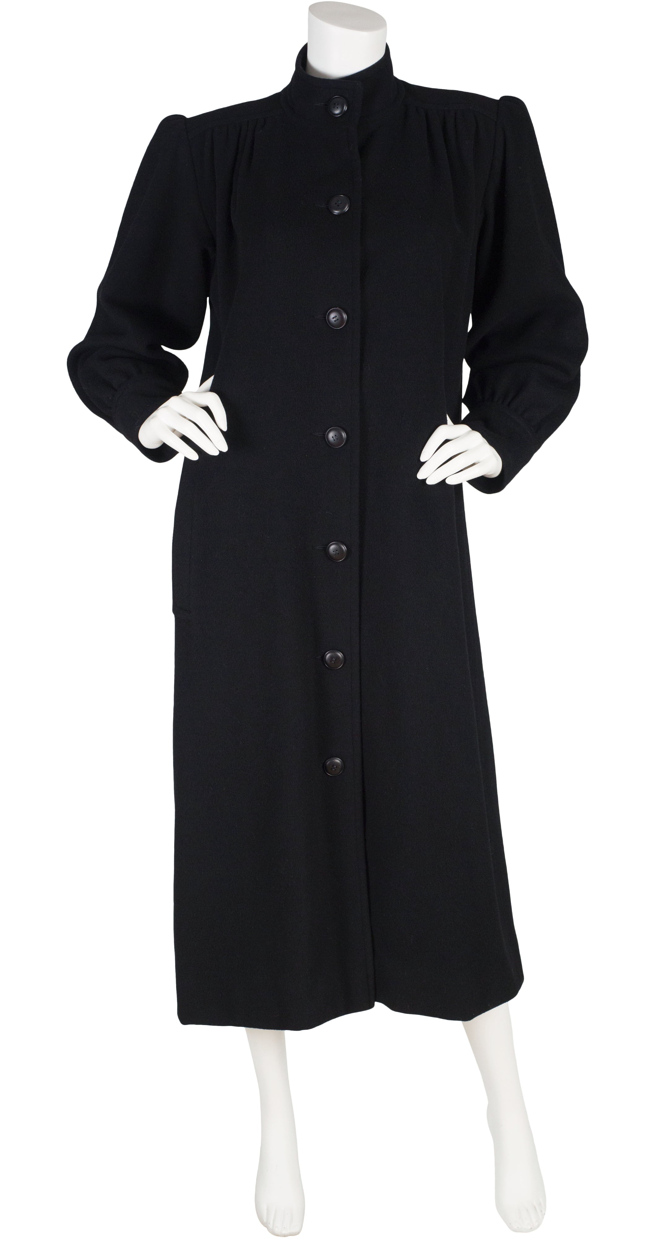 1983-84 F/W Black Wool Puff Shoulder Coat