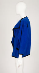 1980s Velvet Trim Indigo Wool Collared Jacket