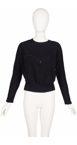 1980 F/W Studded Rayon Knit & Black Mohair Sweater