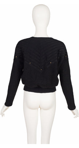 1980 F/W Studded Rayon Knit & Black Mohair Sweater