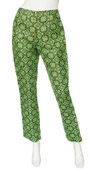 1990s "Times Seven" Green Metallic Brocade Trousers