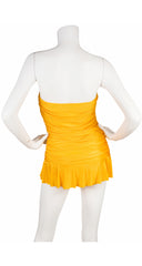 1991 S/S Runway Sunshine Yellow Ruched Strapless Swimsuit