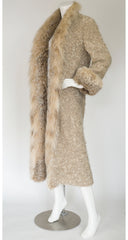1978 F/W Runway Beige Wool Bouclé Fur Trim Coat