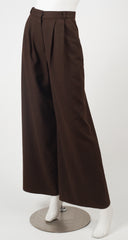 1970s Beene Bag Brown Wool High-Waisted Wide Leg Trousers