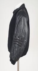 1982 F/W Black Wool & Leather Aviator Bomber Jacket
