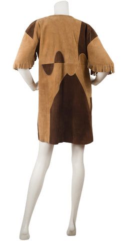 1970s Tan & Brown Suede Fringe Sleeve Jacket