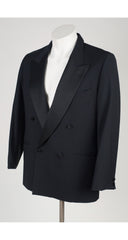 1990s Men's Black Silk Satin & Wool Tuxedo Suit Jacket