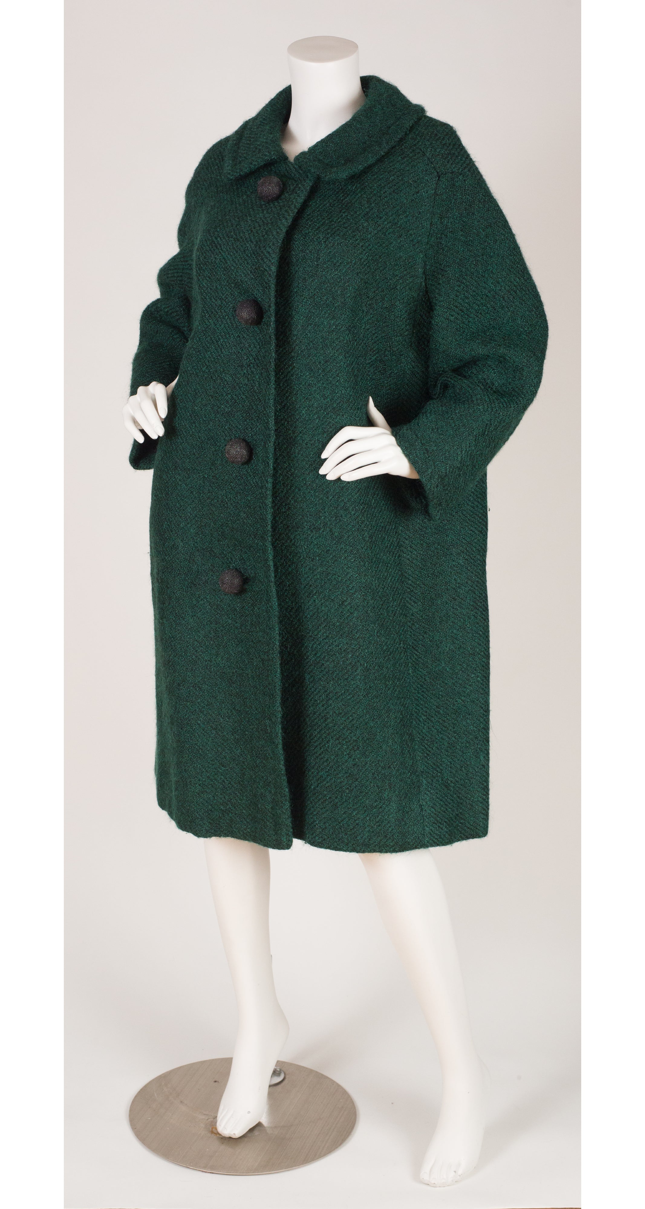 1950s Green Wool Collared Coat