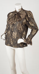 1986 Documented & Numbered Gold Lamé Black Lace Blouse