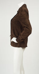 1970s Logo Snap Brown Suede Collared Jacket