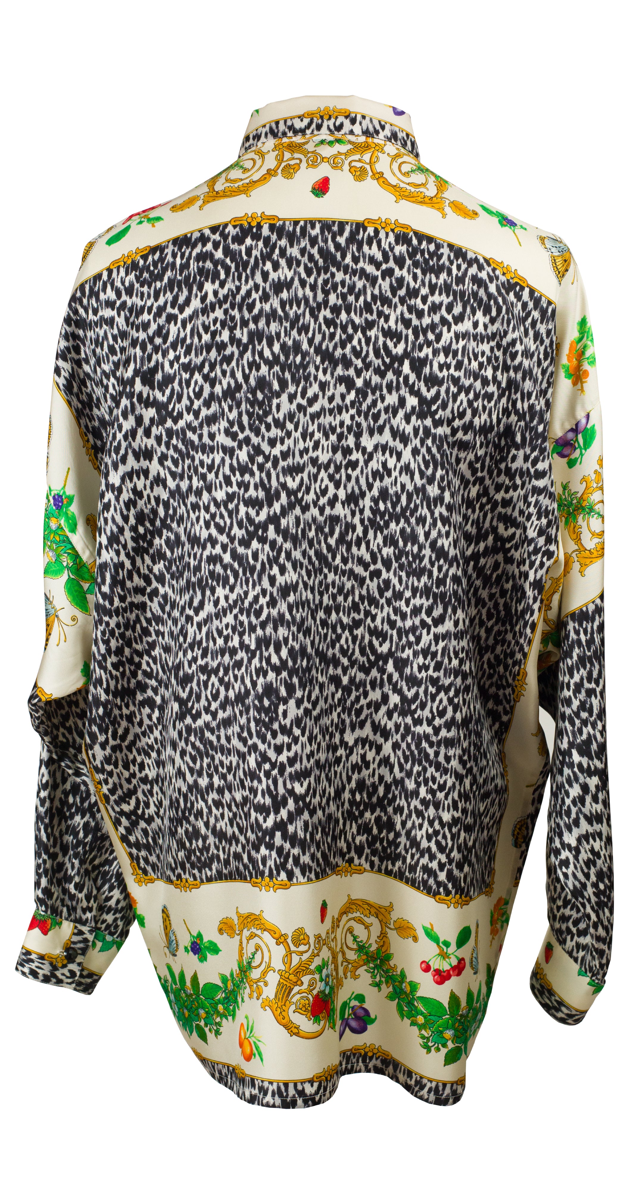 1990s Gianni Versace Playing Card Print Silk Shirt For Sale at