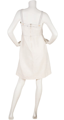 1970s Logo White Cotton Mini Sundress