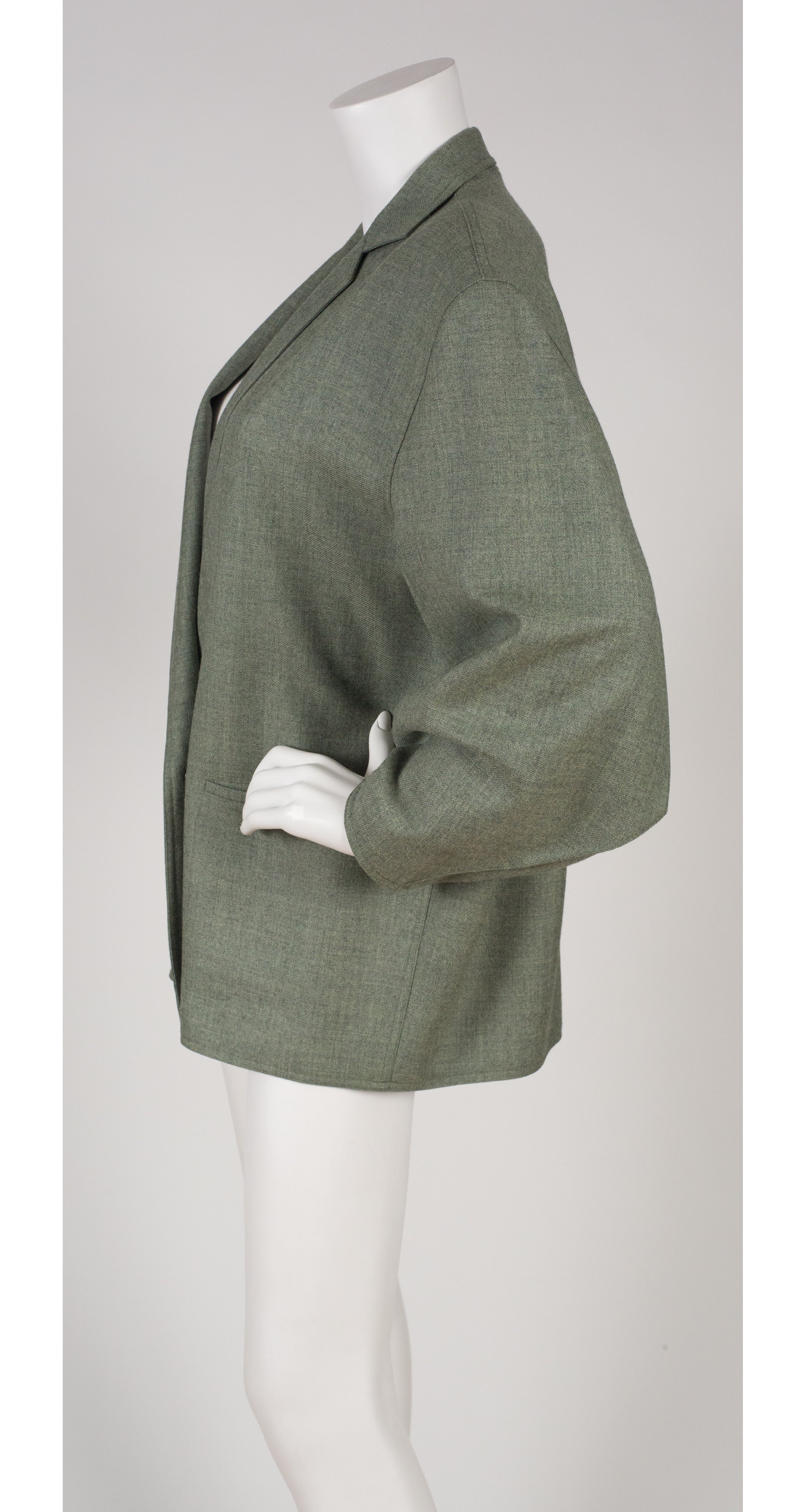 1980s Sage Green Wool Double-Breasted Blazer