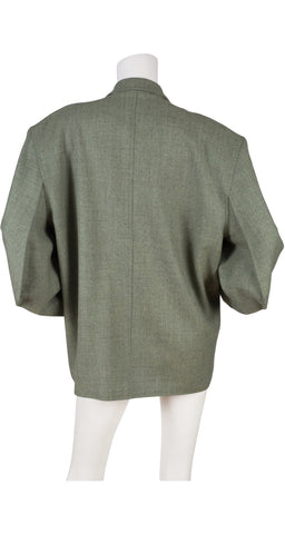 1980s Sage Green Wool Double-Breasted Blazer