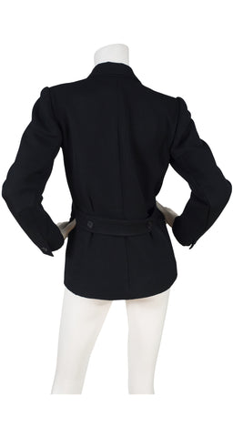 1980s Black Wool Double-Breasted Blazer