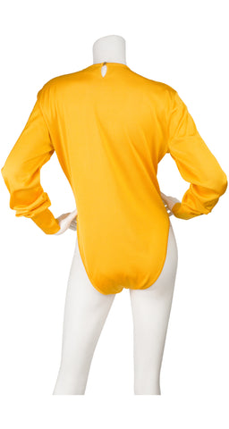 1980s Yellow Silk Knit Long Sleeve Bodysuit