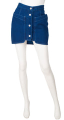 1980s Star Logo Snap Blue Denim Mini Skirt