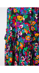 1977 S/S Runway Floral Ruffle Crepe Skirt