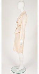 1987 S/S Runway Cream Wool Structured Skirt Suit