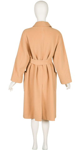 1990s Camel Wool Belted Collared Coat